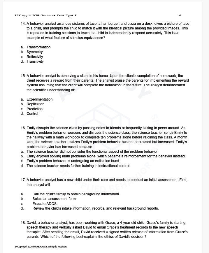 BCBA® 5th Edition Mock Exam - Type A