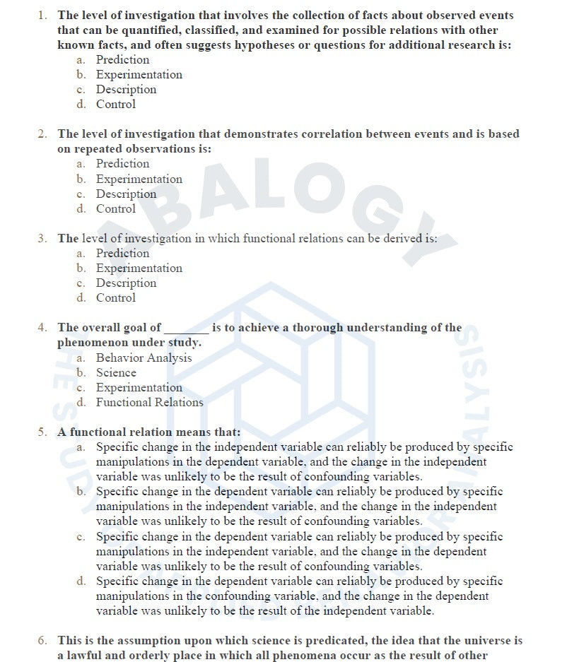 ABA Questions Quiz Cooper