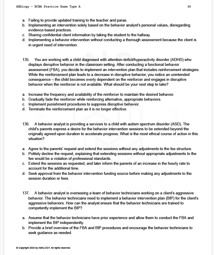 Full BCBA® Mock Exam - Type A